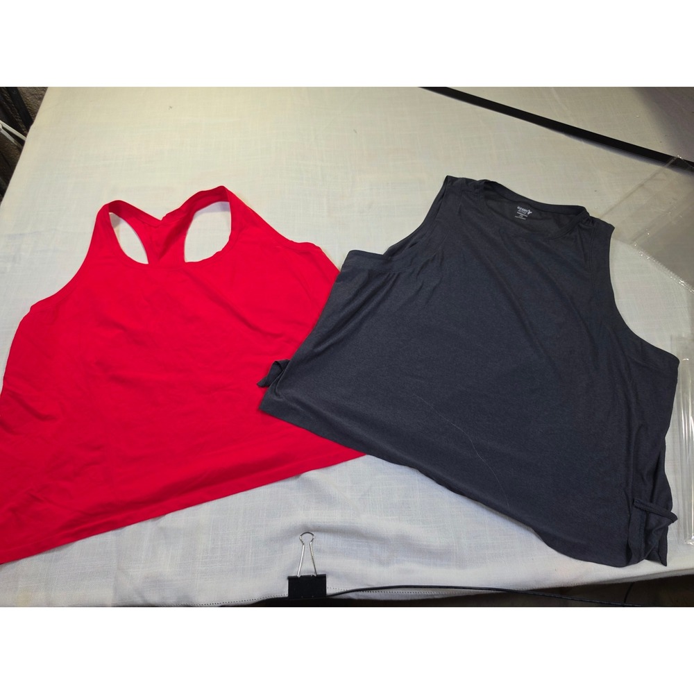 Old Navy Active Cloudmotion Tank Top Bundle XXL Red Racerback Gray Side Tie 2pc